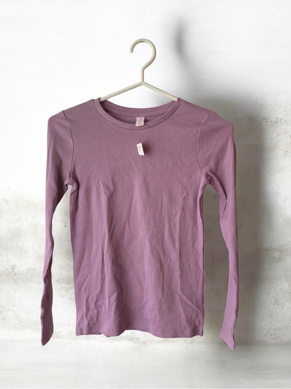 NEW Joe Fresh Kids Girl's Classic Ribbed Long-Sleeve Shirt Mauve Versatile Large